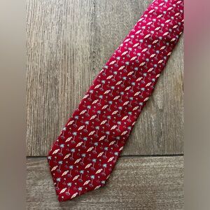 Vineyard Vines Martha's Vineyard Red‎ Tropical Palm Tree Parrot Silk Tie